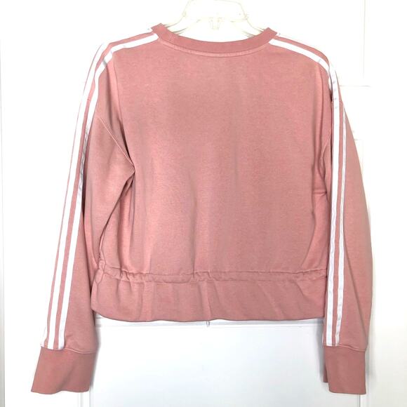 Adidas Bellista Wms Small LS Cropped Pink Pullover Sweatshirt Casual Activewear - Picture 2 of 9